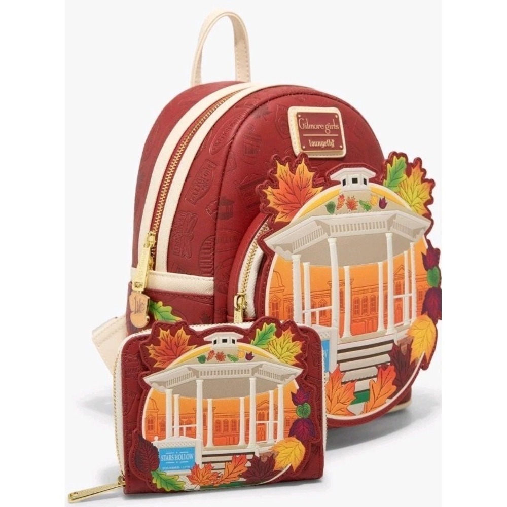 Loungefly Gilmore Girls Stars Hollow Fall Autum Foliage Gazebo Backpack & WALLET